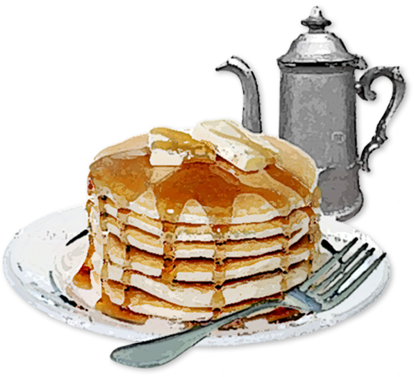 An illustration of pancakes and coffee