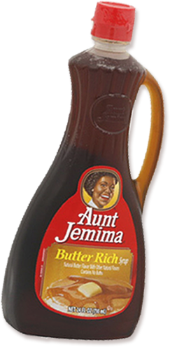 a bottle of Pearl Milling Company butter rich syrup
