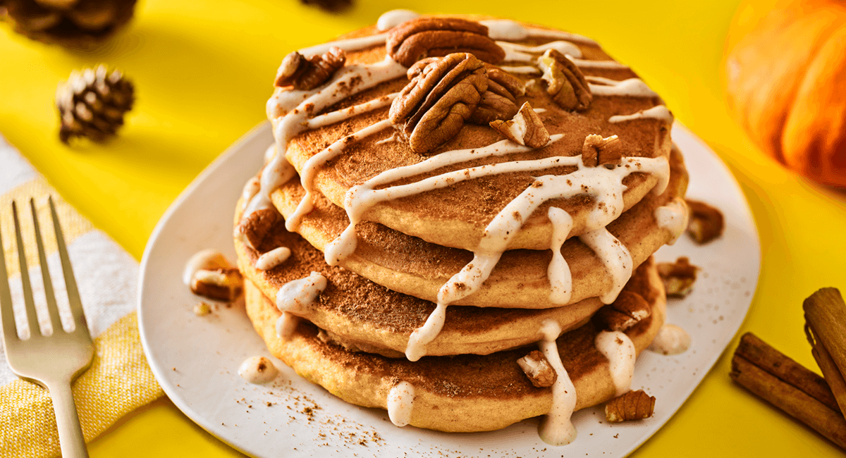 Pumpkin Pancakes with Spicy Glaze