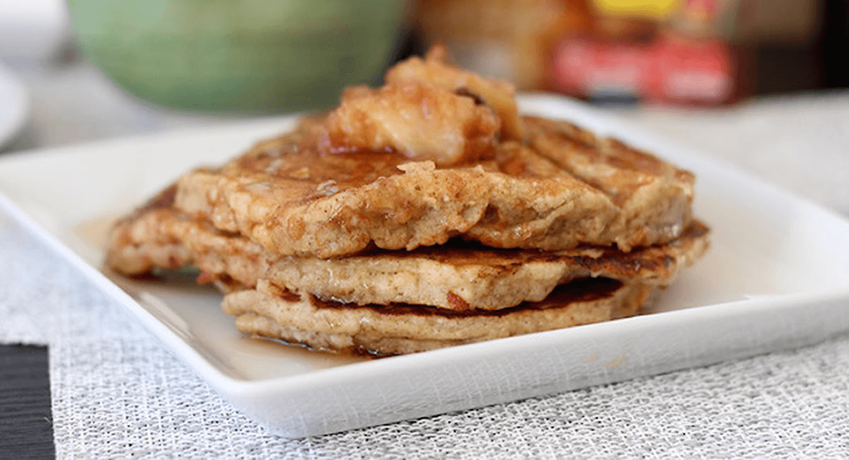 Chai Spiced Pancakes with Warm Apple Compote